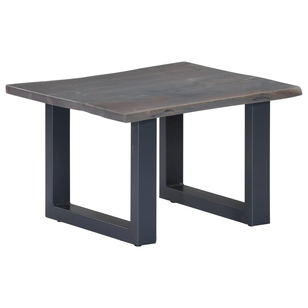 Salongbord Sofabord Tre heltre akasie med livlige kanter Grå 60x60x40 cm