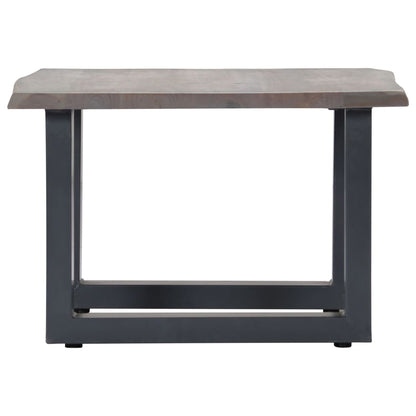 Salongbord Sofabord Tre heltre akasie med livlige kanter Grå 60x60x40 cm