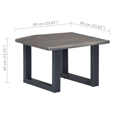 Salongbord Sofabord Tre heltre akasie med livlige kanter Grå 60x60x40 cm