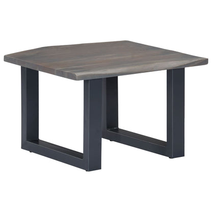Salongbord Sofabord Tre heltre akasie med livlige kanter Grå 60x60x40 cm