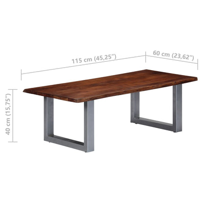 Salongbord Sofabord Tre heltre akasie med livlige kanter 115x60x40 cm