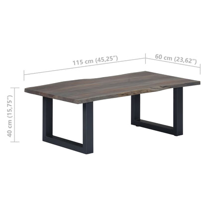 Salongbord Sofabord Grå med livlige kanter 115x60x40 cm heltre akasie