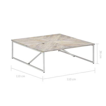 Salongbord Sofabord Hvit Tre Heltre Mango 110x110x36 cm