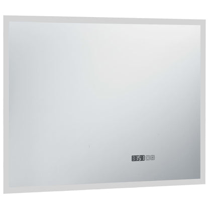 Baderomsspeil LED med berøringssensor og tidsvisning 80x60 cm