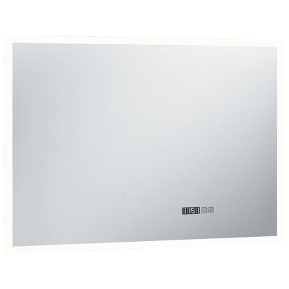 Baderomsspeil LED med berøringssensor og tidsvisning 100x60 cm