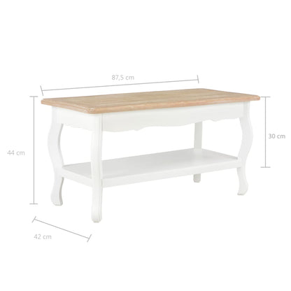 Salongbord Sofabord Hvit og Brun 87,5x42x44 cm heltre furu