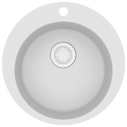 Kjøkkenvask enkel kum granitt rund Hvit