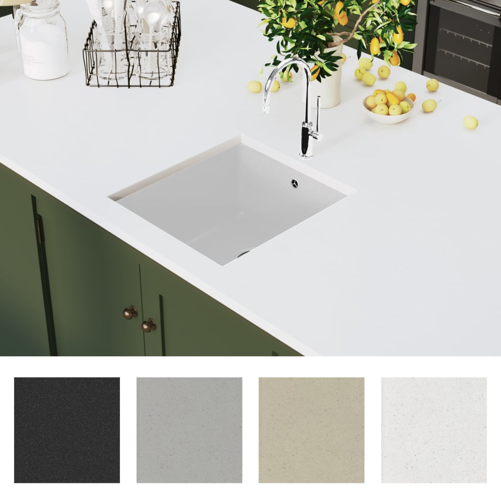 Kjøkkenvask enkel kum granitt hvit