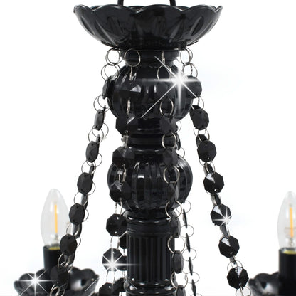 Taklampe Lysekrone med perler Svart 8 x E14 pærer