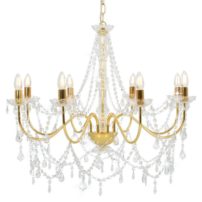 Taklampe Lysekrone med perler gyllen 8 x E14 lyspærer