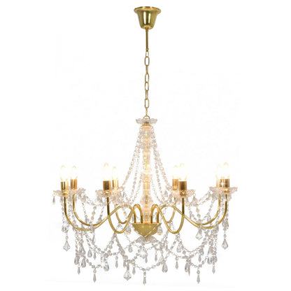 Taklampe Lysekrone med perler gyllen 8 x E14 lyspærer