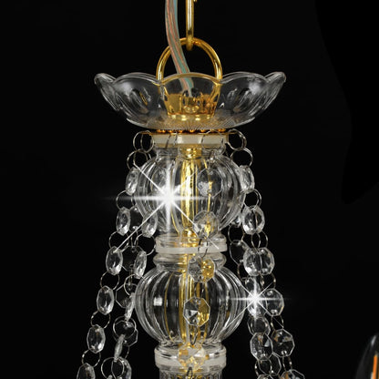Taklampe Lysekrone med perler gyllen 8 x E14 lyspærer