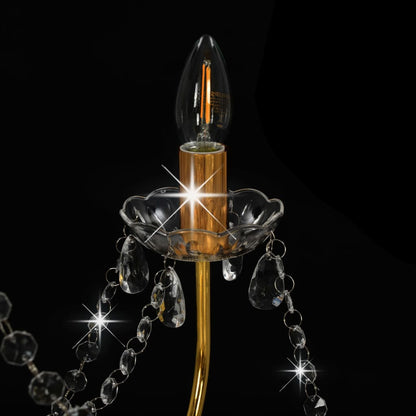 Taklampe Lysekrone med perler gyllen 8 x E14 lyspærer