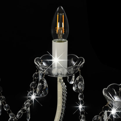 Taklampe Lysekrone med perler Hvit 12 x E14 pærer