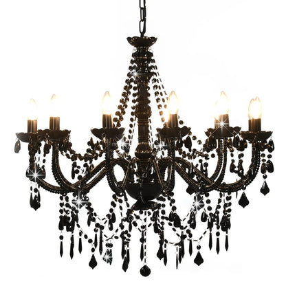 Taklampe Lysekrone med perler Svart 12 x E14 pærer