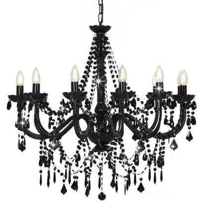 Taklampe Lysekrone med perler Svart 12 x E14 pærer