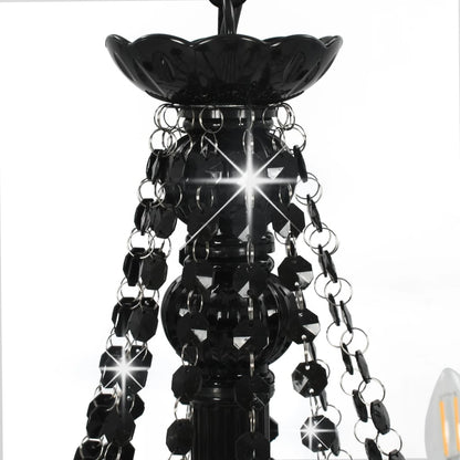 Taklampe Lysekrone med perler Svart 12 x E14 pærer