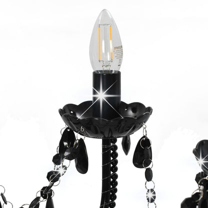 Taklampe Lysekrone med perler Svart 12 x E14 pærer