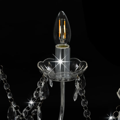 Taklampe Lysekrone med perler sølv 12 x E14 pærer
