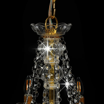 Taklampe Lysekrone med perler gyllen 12 x E14 lyspærer