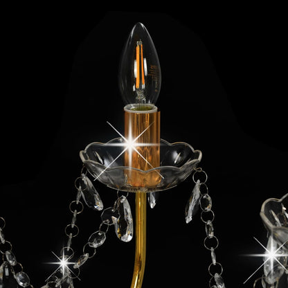 Taklampe Lysekrone med perler gyllen 12 x E14 lyspærer