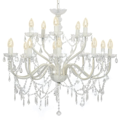 Taklampe Lysekrone 2 lag Hvit 15 x E14 lyspærer