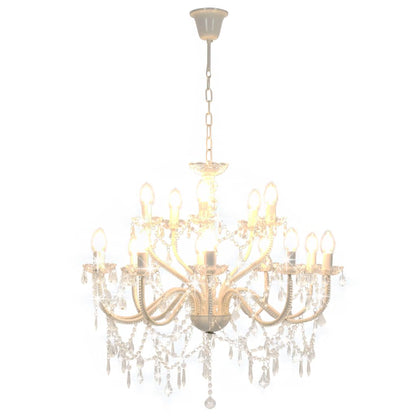 Taklampe Lysekrone 2 lag Hvit 15 x E14 lyspærer