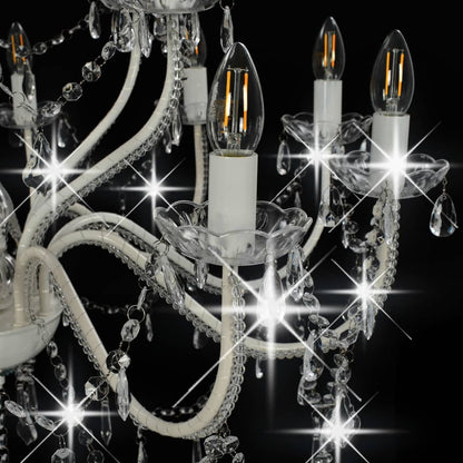 Taklampe Lysekrone 2 lag Hvit 15 x E14 lyspærer