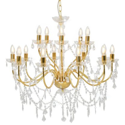 Taklampe Lysekrone 2 lag gyllen 15 x E14 lyspærer