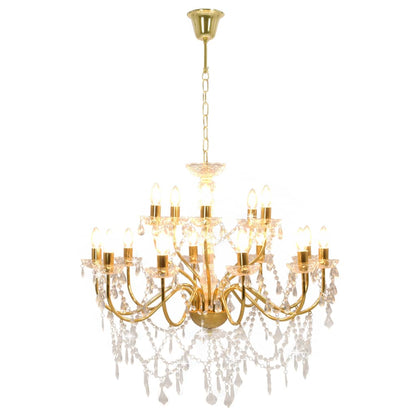 Taklampe Lysekrone 2 lag gyllen 15 x E14 lyspærer