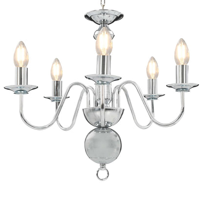 Taklampe Lysekrone sølv 5 x E14 lyspærer