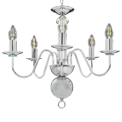 Taklampe Lysekrone sølv 5 x E14 lyspærer