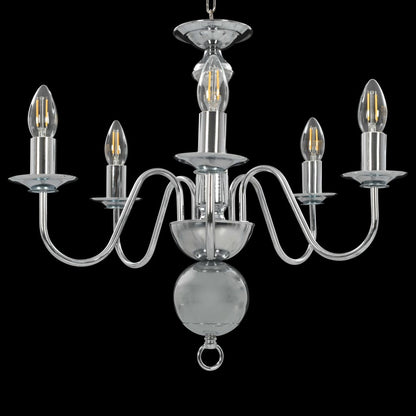Taklampe Lysekrone sølv 5 x E14 lyspærer