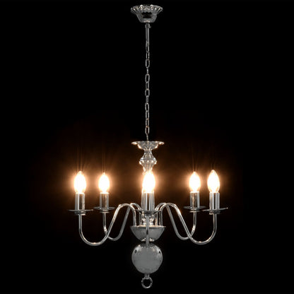 Taklampe Lysekrone sølv 5 x E14 lyspærer