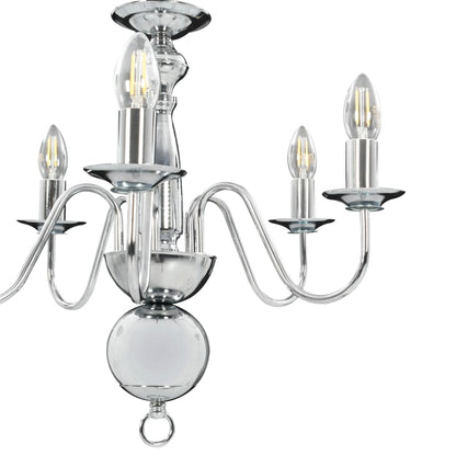 Taklampe Lysekrone sølv 5 x E14 lyspærer