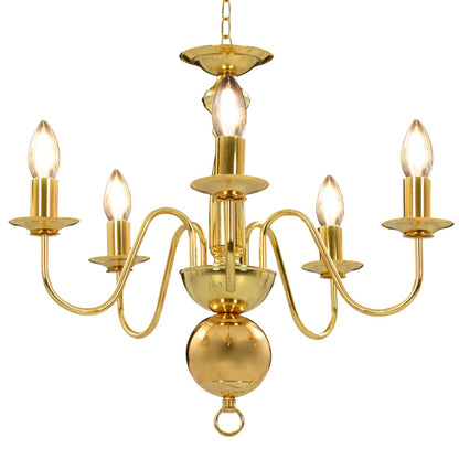 Taklampe Lysekrone gyllen 5 x E14 lyspærer