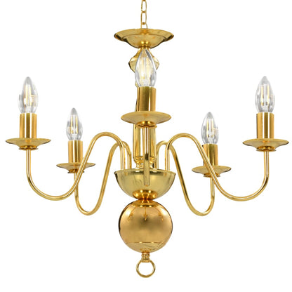 Taklampe Lysekrone gyllen 5 x E14 lyspærer