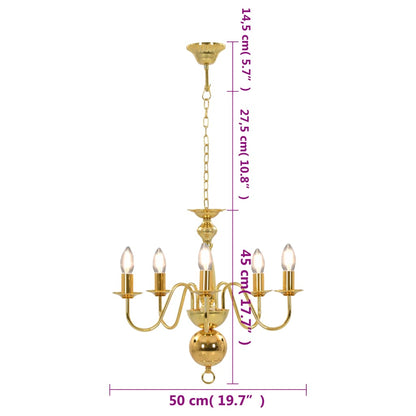 Taklampe Lysekrone gyllen 5 x E14 lyspærer
