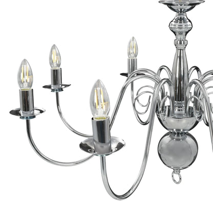 Taklampe Lysekrone sølv 5 x E14 lyspærer
