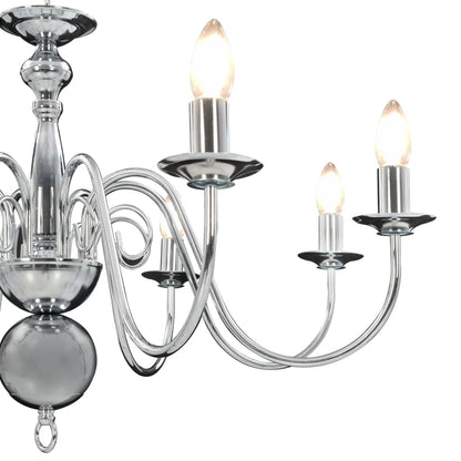 Taklampe Lysekrone sølv 5 x E14 lyspærer