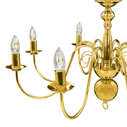 Taklampe Lysekrone gyllen 8 x E14 pærer