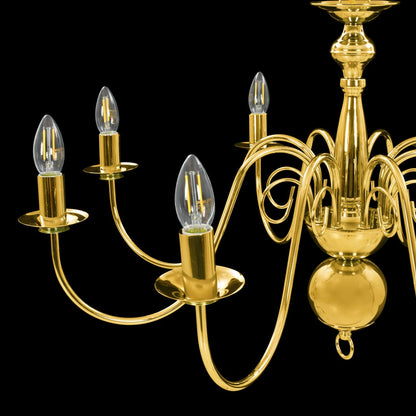 Taklampe Lysekrone gyllen 8 x E14 pærer
