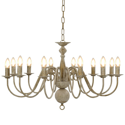 Taklampe Lysekrone antikk Hvit 12 x E14 lyspærer