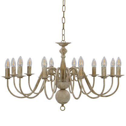 Taklampe Lysekrone antikk Hvit 12 x E14 lyspærer
