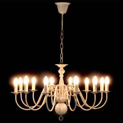 Taklampe Lysekrone antikk Hvit 12 x E14 lyspærer