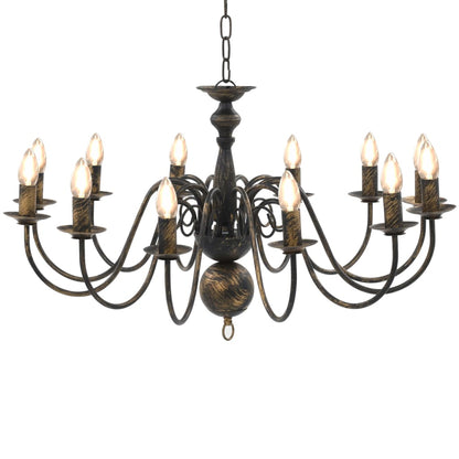 Taklampe Lysekrone antikk Svart 12 x E14 lyspærer
