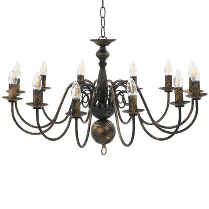 Taklampe Lysekrone antikk Svart 12 x E14 lyspærer