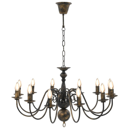 Taklampe Lysekrone antikk Svart 12 x E14 lyspærer