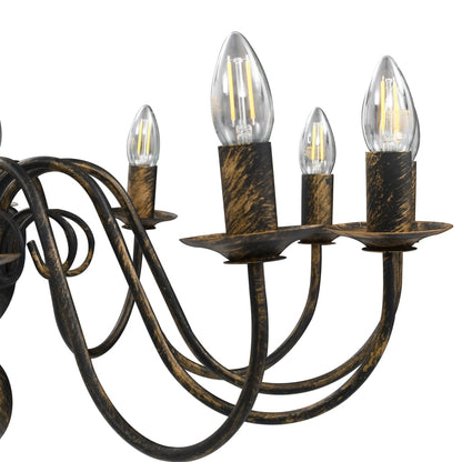 Taklampe Lysekrone antikk Svart 12 x E14 lyspærer