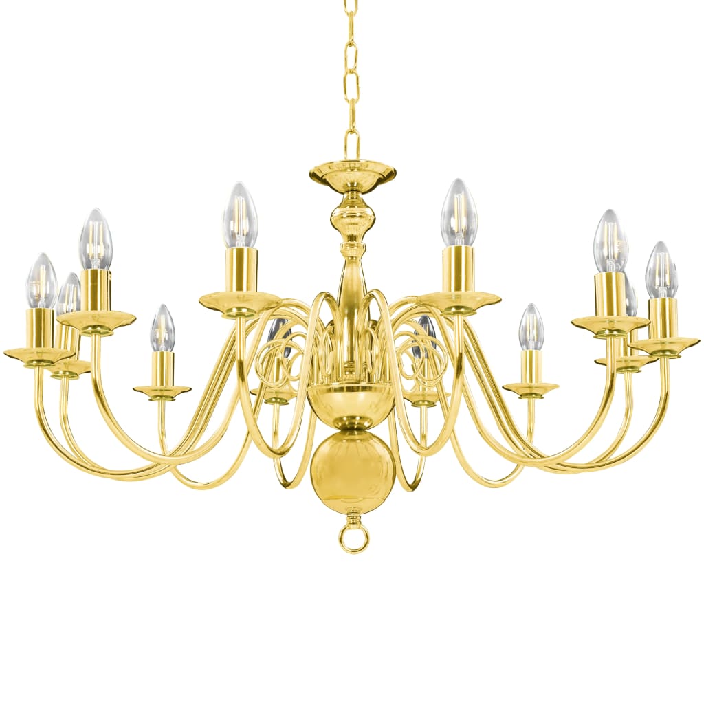 Taklampe Lysekrone gyllen 12 x E14 lyspærer